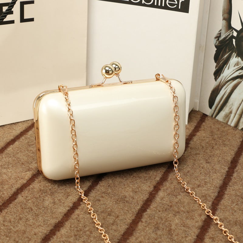 Clip Evening Dress Dinner Gift Bag Metal Pearlescent Glow Hand Bag Women'S Chain Box Small Bag - Image 3