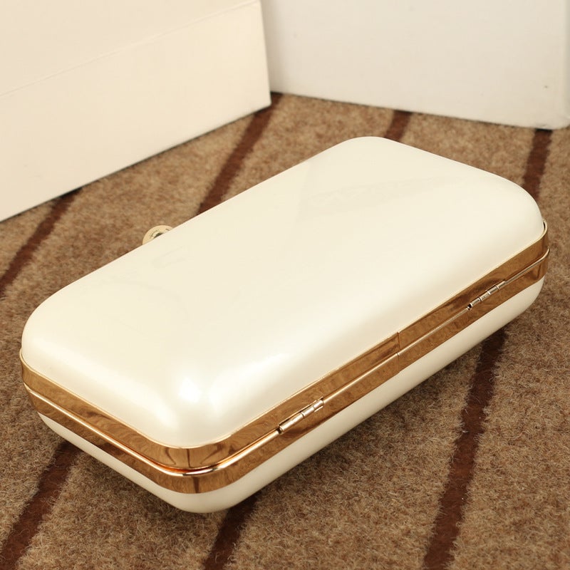 Clip Evening Dress Dinner Gift Bag Metal Pearlescent Glow Hand Bag Women'S Chain Box Small Bag - Image 5
