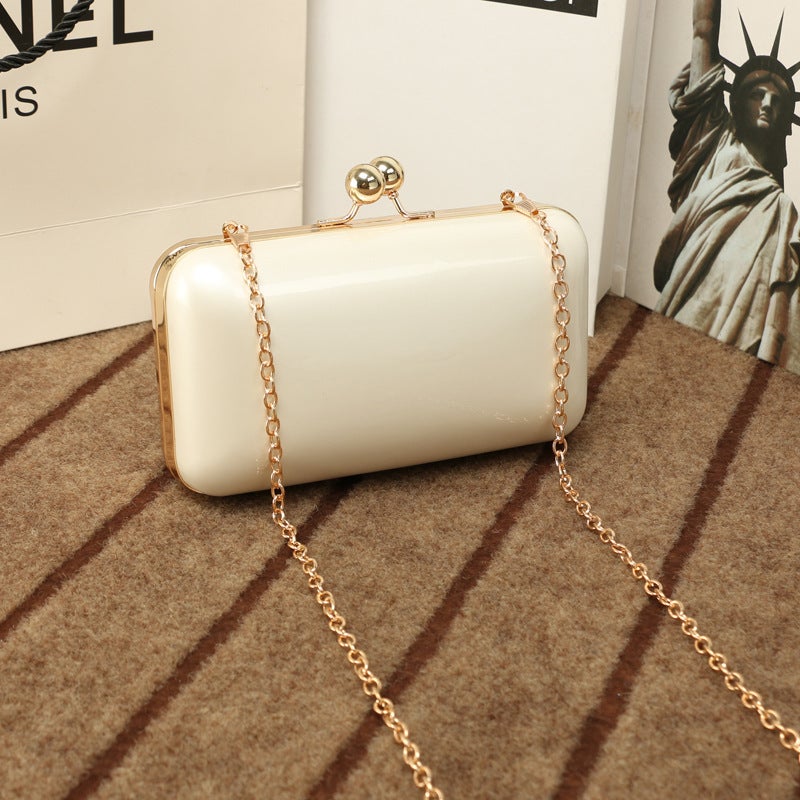 Clip Evening Dress Dinner Gift Bag Metal Pearlescent Glow Hand Bag Women'S Chain Box Small Bag - Image 1