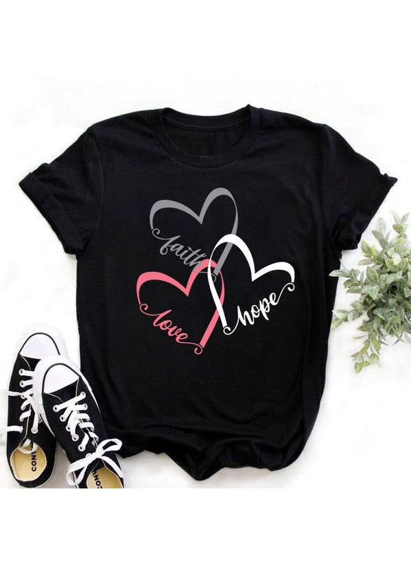 Generic - 2024 Spring Summer Love Print Tee Pink - Image 1