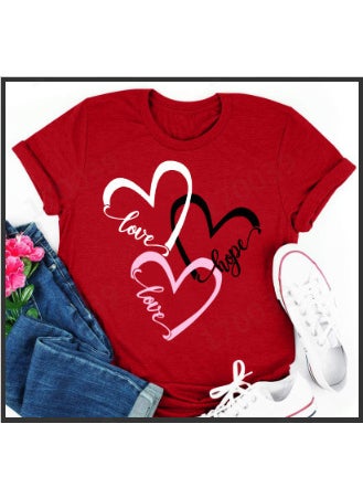 Generic - 2024 Spring Summer Love Print Tee Pink - Image 1