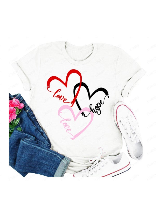 Generic - 2024 Spring Summer Love Print Tee Pink - Image 1