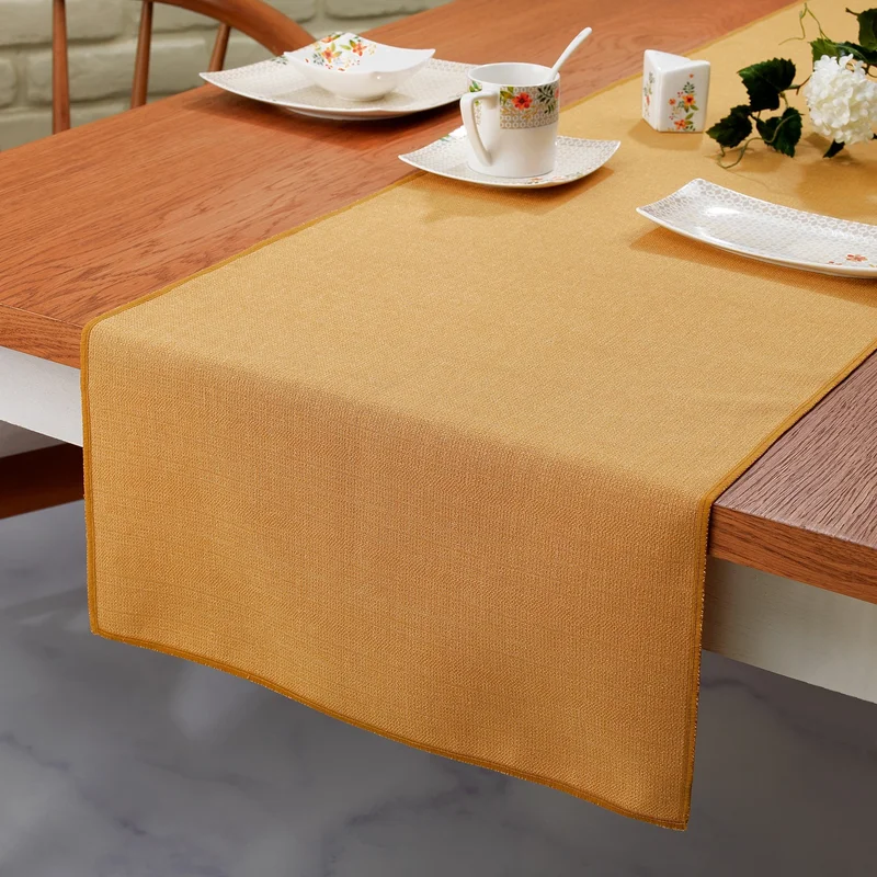 Schafer Home Bianca Linen Polyester Runner 40X160-MUSTARD