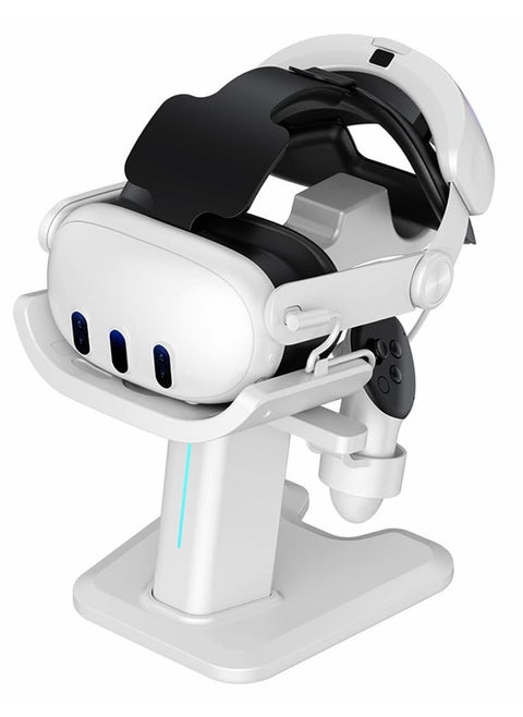 For Meta Quest 3 Headset Charging Dock, VR Display Stand Accessories Compatible With Meta Quest 3 VR Headset And Touch Controllers, Station Holder Base With LED Light, White
