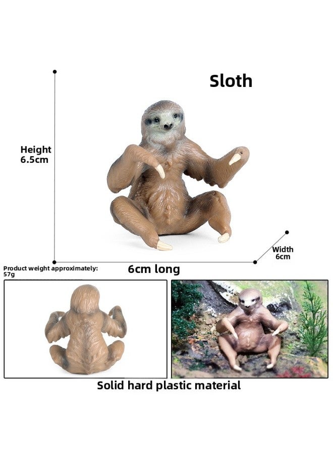 Children's Cognitive Solid Simulation Animal Model Gorilla Monkey Ape Wild Animal Plastic Model Toy Ornaments-Color:M-749 Sloth - Image 1