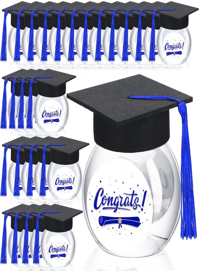 Mimorou 24 Sets Graduation Cap Candy Jars 2026, 8oz Plastic Candy Container Chocolate Gum Bottles School Party Gifts for Guests(Blue) - Image 1
