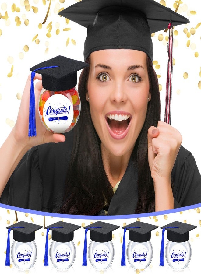 Mimorou 24 Sets Graduation Cap Candy Jars 2026, 8oz Plastic Candy Container Chocolate Gum Bottles School Party Gifts for Guests(Blue) - Image 2