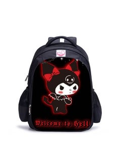 Manufacturer cartoon animation 42cm backpack Kuromi printed primary and secondary school student schoolbag,Library B-4 Black - Small