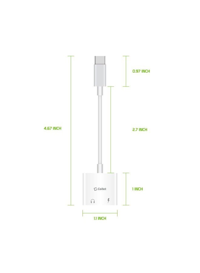 cellet محول صوت وشحن USB-C - محول صوت مزدوج USB-C إلى 3.5 مم ومحول شحن (محول USB-C إلى صوت وطاقة) - Image 5