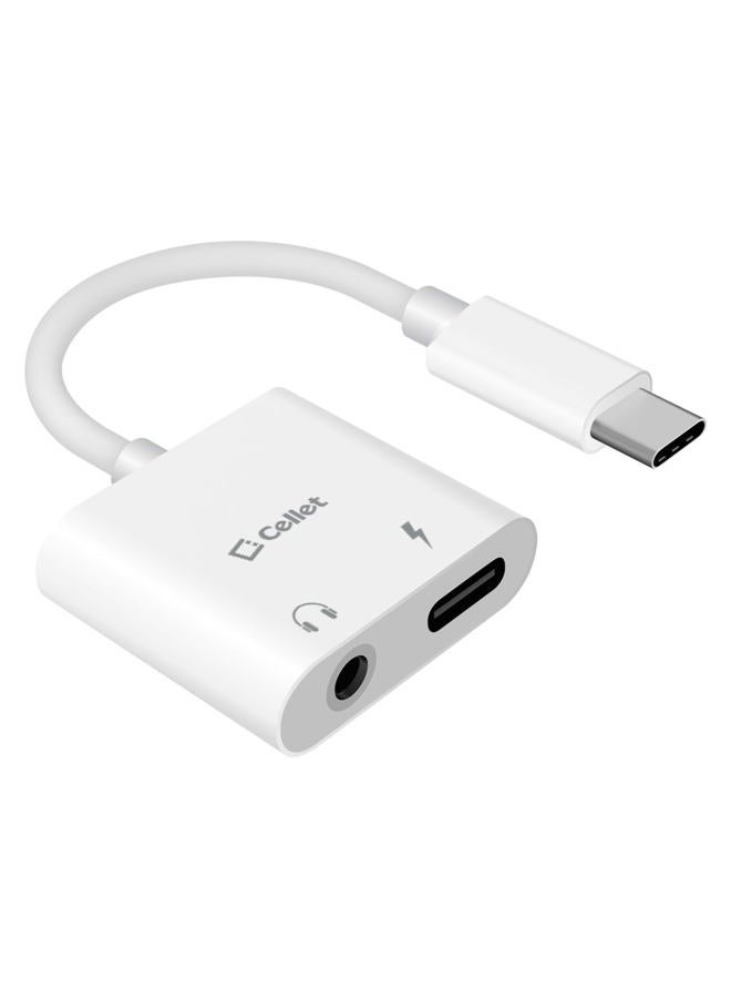 cellet محول صوت وشحن USB-C - محول صوت مزدوج USB-C إلى 3.5 مم ومحول شحن (محول USB-C إلى صوت وطاقة) - Image 1