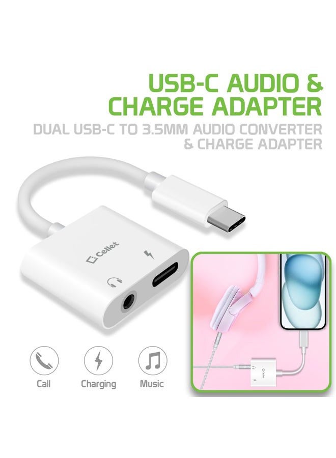 cellet محول صوت وشحن USB-C - محول صوت مزدوج USB-C إلى 3.5 مم ومحول شحن (محول USB-C إلى صوت وطاقة) - Image 2