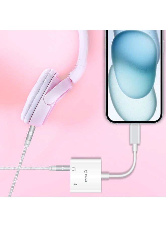 cellet محول صوت وشحن USB-C - محول صوت مزدوج USB-C إلى 3.5 مم ومحول شحن (محول USB-C إلى صوت وطاقة) - Image 4