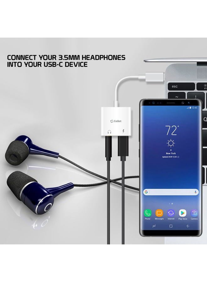 cellet محول صوت وشحن USB-C - محول صوت مزدوج USB-C إلى 3.5 مم ومحول شحن (محول USB-C إلى صوت وطاقة) - Image 3