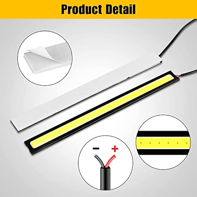 SYOSI 12Pcs Daytime Running Light  Car Exterior Led Strip Light Super Bright 12V Underglow Lights Universal Waterproof Cob Drl Running Lamp For Truck Boat Bike Rv Motorcycles White - Image 5