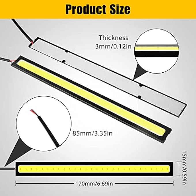 SYOSI 12Pcs Daytime Running Light  Car Exterior Led Strip Light Super Bright 12V Underglow Lights Universal Waterproof Cob Drl Running Lamp For Truck Boat Bike Rv Motorcycles White - Image 4