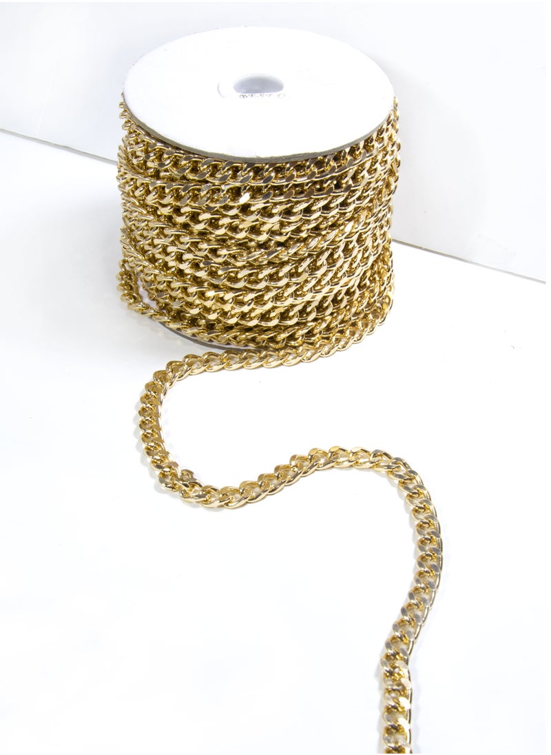 Generic 20m Heavy-Duty Gold-Plated Curb Chain, 9mm Wide - Ideal for Bag Straps, Jewelry Making, and DIY Crafts  - Image 1
