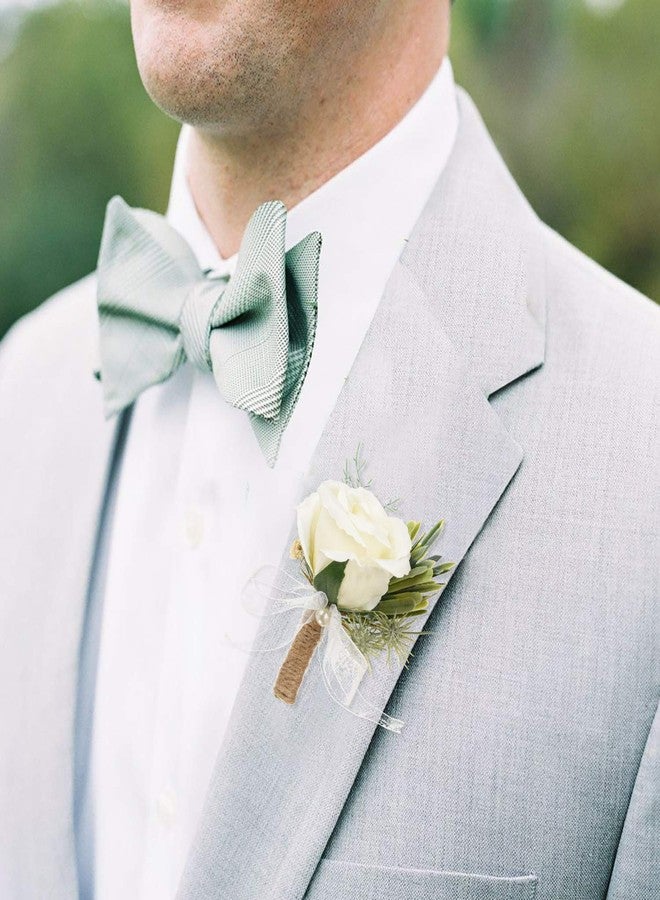 DearHouse 2Pcs Boutonniere Buttonholes Rose Corsage, Groom Groomsman Best Man and Girl Brides Rose Wedding Flowers Accessories Prom Suit Decoration - Image 4