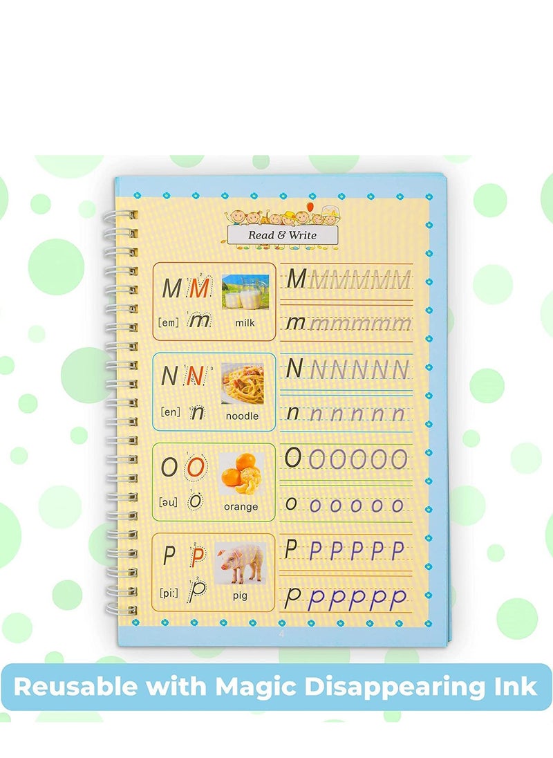 Generic - Magic Practice Books for Handwriting with Magic Pen and 8 Refills, Practice Copybook for kids, Reusable practice copybook, Fun Drawing, number tracing for kids 3-5, Practice Copybook for 6 year 4 PCS - Image 1