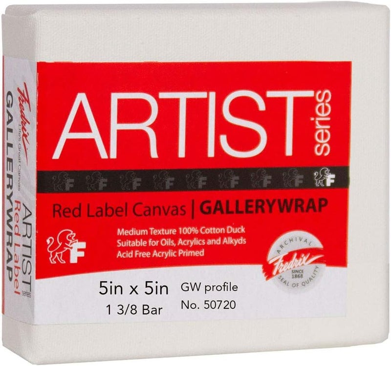 Fredrix 50720 Gallery Wrap Stretched Canvas 5 by 5Inch