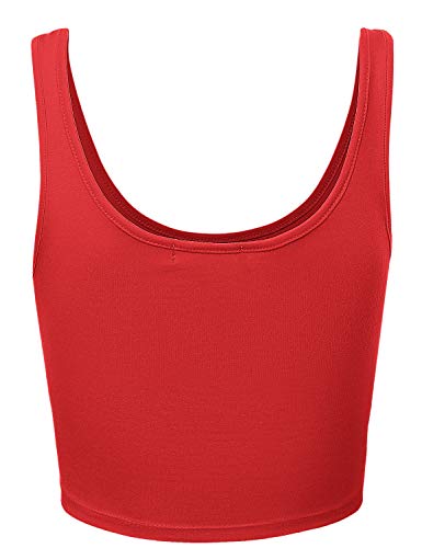 HATOPANTS Women Sleeveless Racerback Crop Tank Top Cami Backless Scoopneck Shirts RED M - Image 3