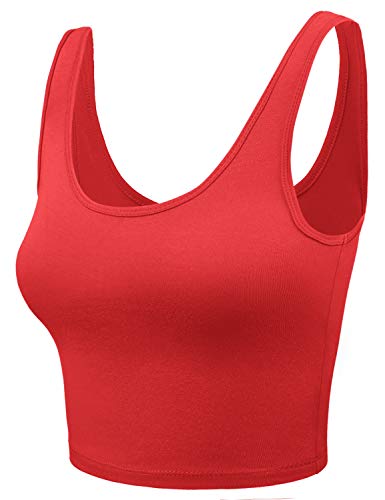 HATOPANTS Women Sleeveless Racerback Crop Tank Top Cami Backless Scoopneck Shirts RED M - Image 2