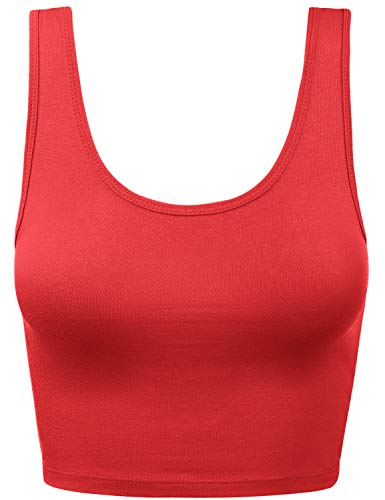 HATOPANTS Women Sleeveless Racerback Crop Tank Top Cami Backless Scoopneck Shirts RED M - Image 1