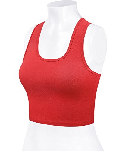 HATOPANTS Women Sleeveless Racerback Crop Tank Top Cami Backless Scoopneck Shirts RED M - Image 4