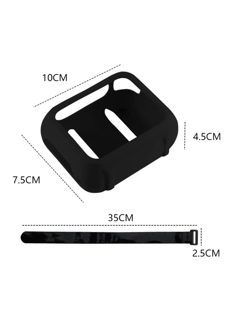 Silicone Case Protective Cover with Speaker Mount Strap Portable Speaker Case Shockproof Speaker Cover for JBL Go 4-Black  - Image 2