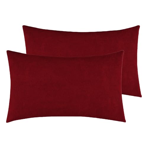 GADDA CO Waterproof Pillow Protector Set of 2 | Dustproof Cotton Terry Pillow Covers with Zipper Closure | 220+ GSM Soft & Breathable Bed Bug Dust Mite Protection, Standard Size 18 x 28 Inches, Maroon - Image 1