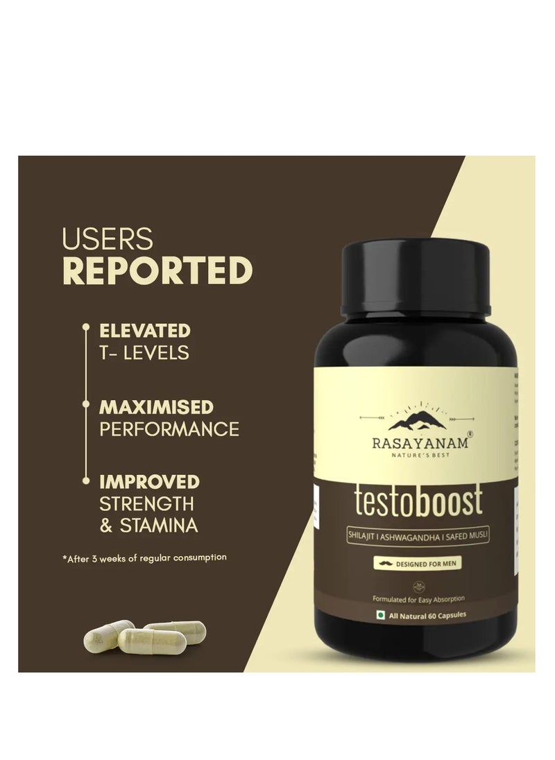 Rasayanam Testoboost  Pure Shilajit  Ashwagandha Safed Musli  60 Capsules  - Image 4
