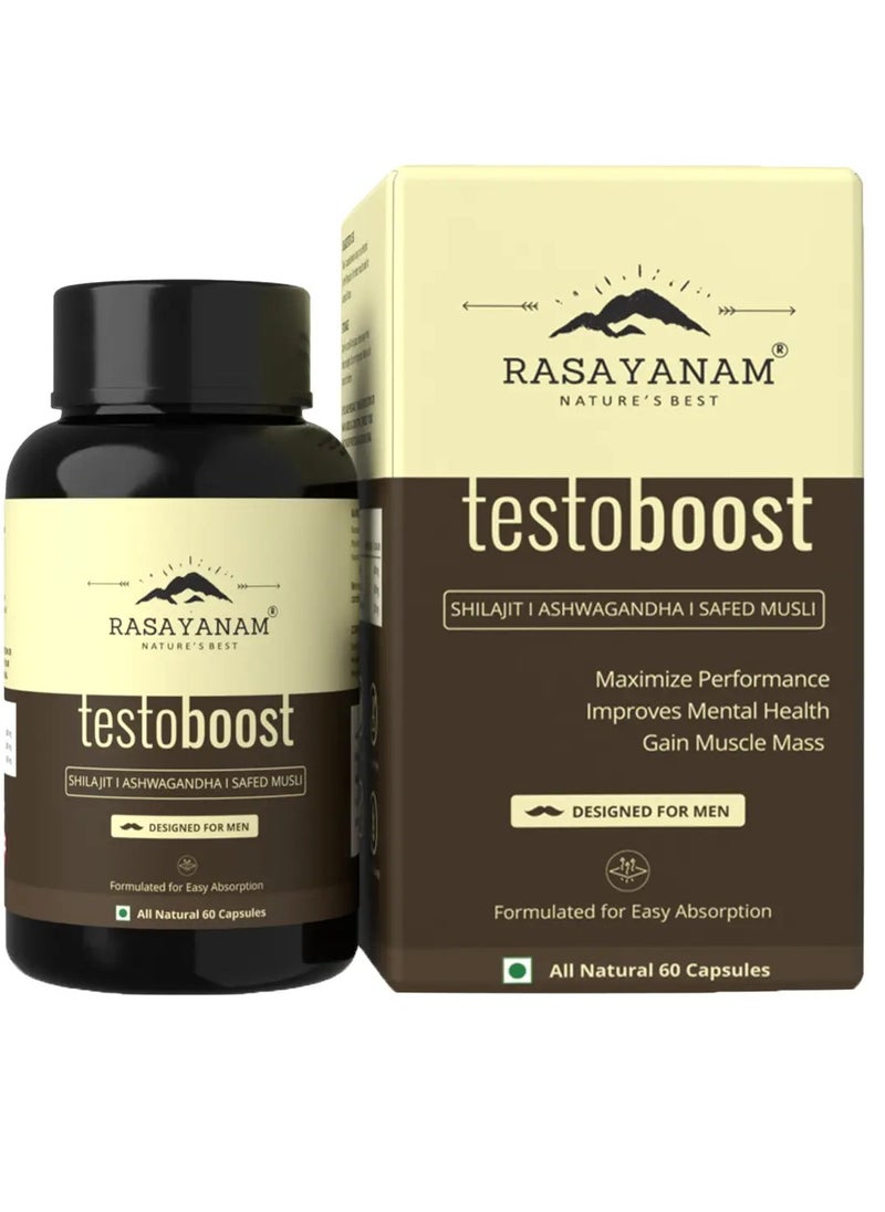 Rasayanam Testoboost  Pure Shilajit  Ashwagandha Safed Musli  60 Capsules  - Image 1