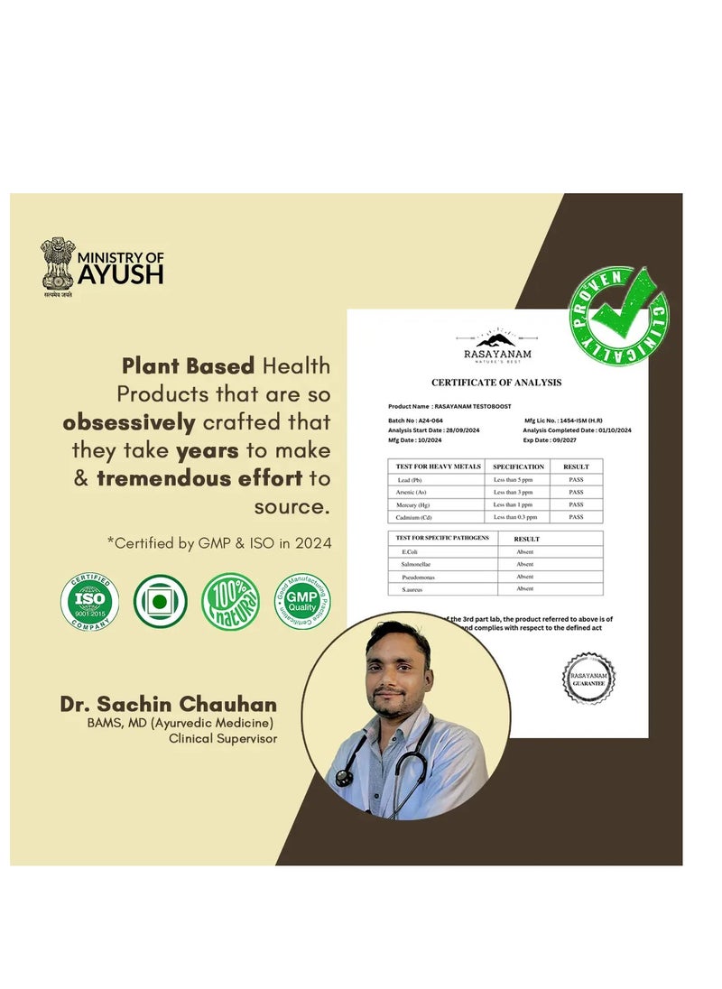 Rasayanam Testoboost  Pure Shilajit  Ashwagandha Safed Musli  60 Capsules  - Image 3