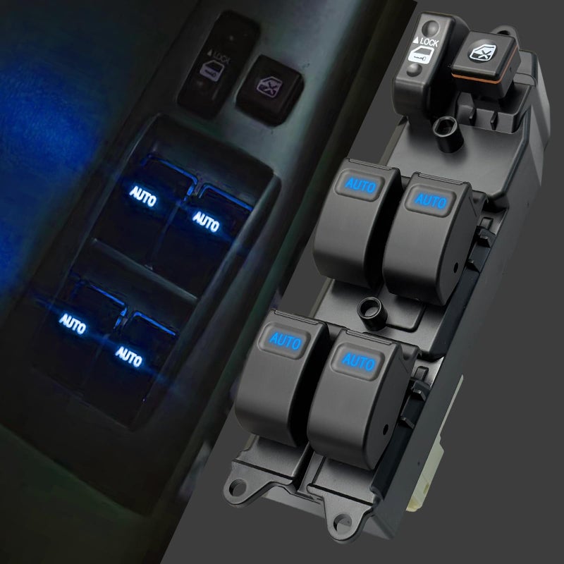 BELGEMAY Driver-Side Window Switch - 84820-12460/0F040/02150/12480 - Fits 02-15 Toyota RAV4/Camry/Sienna/Prius/Corolla EX/Fortuner (One-Touch, Blue LED) - W/Tool, 1-Year Warrantyâ€‹ - Image 3