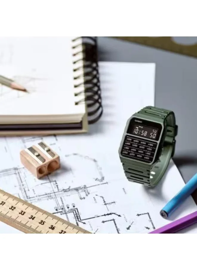 كاسيو Unisex Digital Display Watch With Green Resin Strap - CA-53WF-3BDF