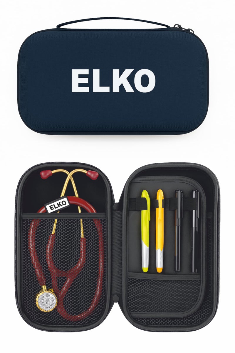 ELKO EVA Stethoscope Case with Dual Mesh Pockets and Center Sleeve for Accessories | Compatible with All Stethoscopes (Blue) - Image 1