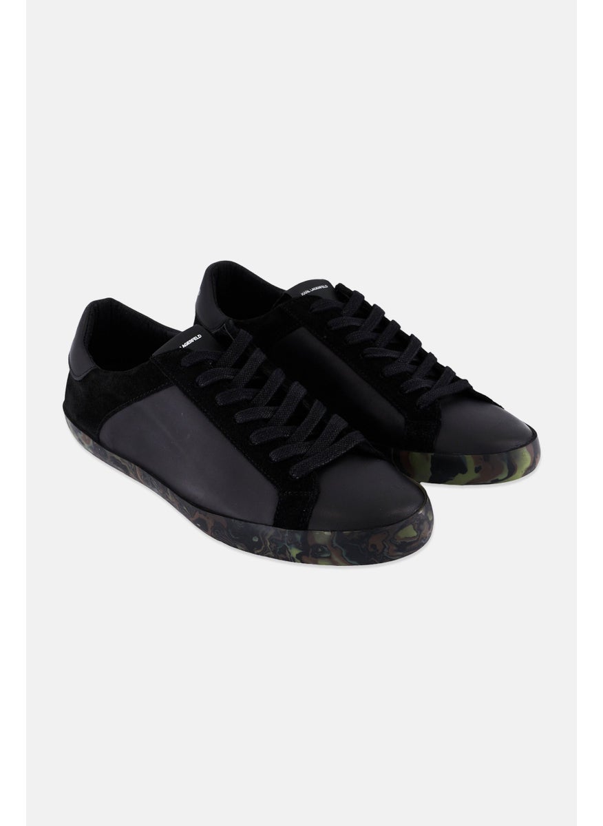 Karl Lagerfeld Men Brand Logo Lace Up Casual Sneakers, Black Combo  - Image 1