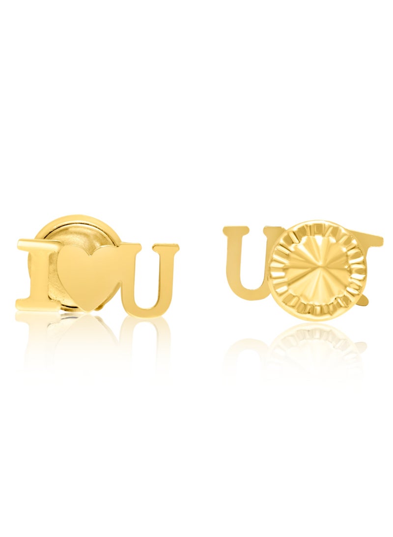 Hamsa.ae 18K Pure Gold ILoveU Screw Earring Set 