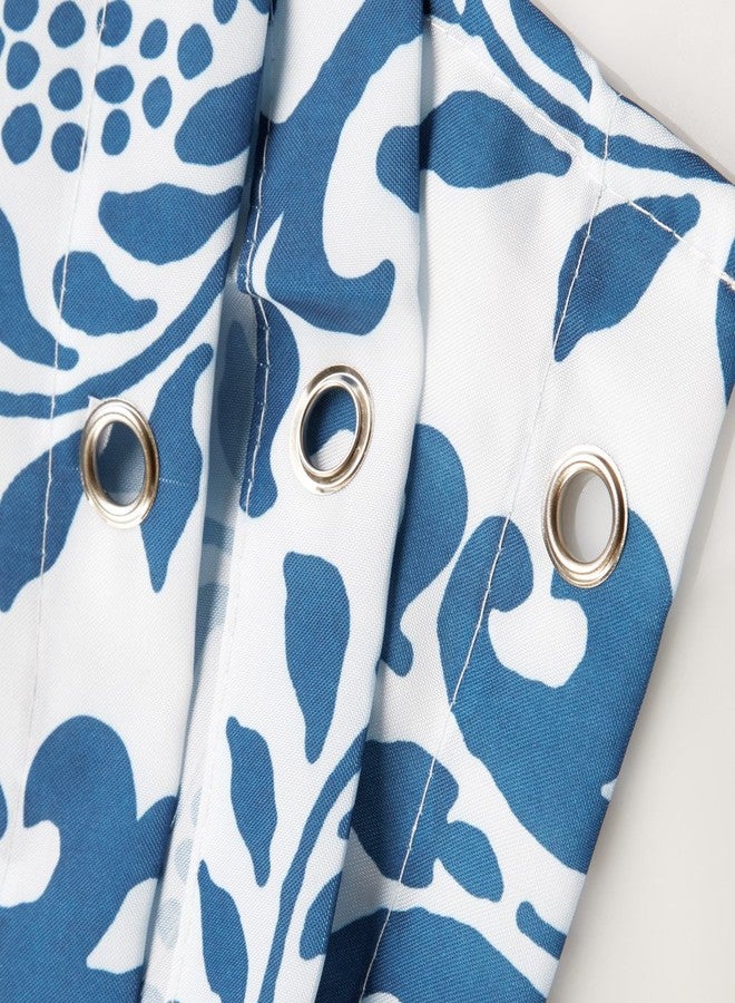 InterDesign Damask Fabric Shower Curtain, Stall 54 x 78, Navy - Image 4