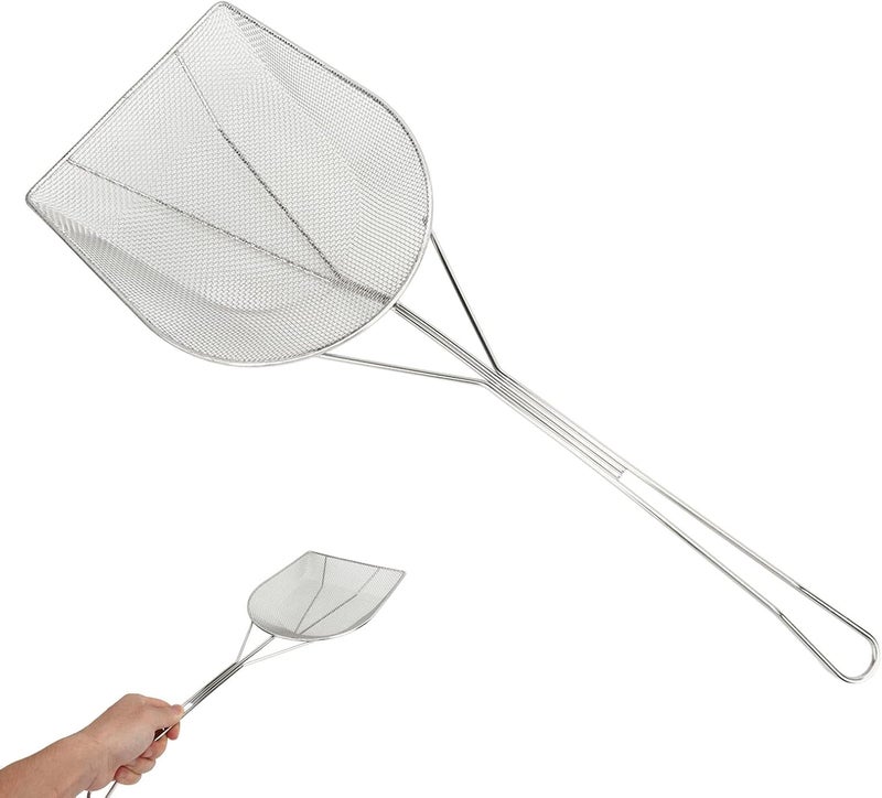 Matte anti slip finish Skimmer Slotted Spoon Long Handle, Stainless Steel Skimmer Strainer Frying Spoon Fryer Scoop Slotted Spatula for Home Kitchen Restaurant Commercial (L) Elegant appearance - Image 1
