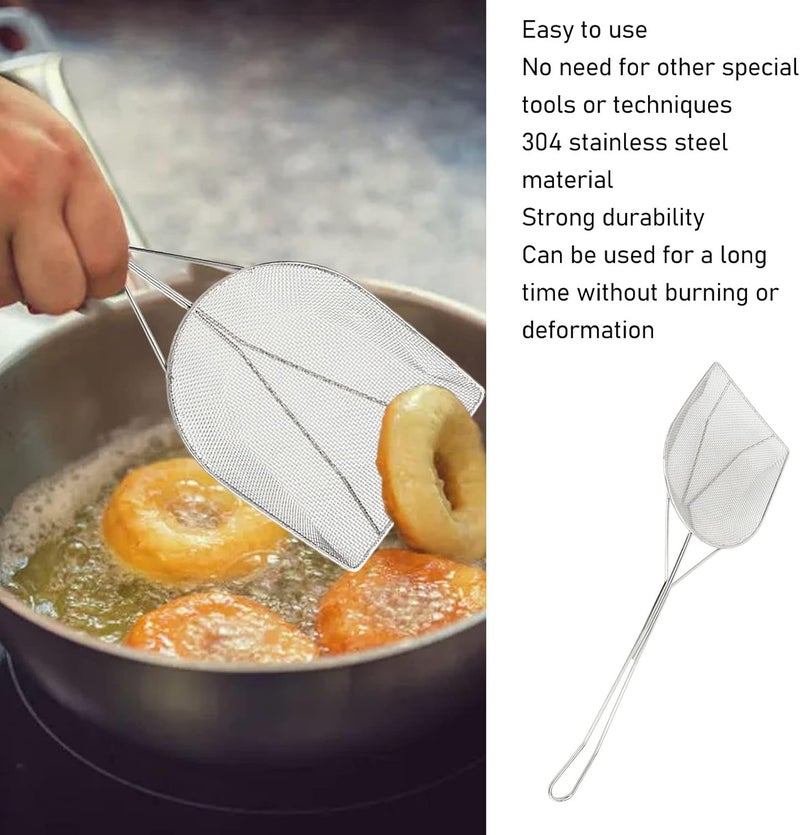 Matte anti slip finish Skimmer Slotted Spoon Long Handle, Stainless Steel Skimmer Strainer Frying Spoon Fryer Scoop Slotted Spatula for Home Kitchen Restaurant Commercial (L) Elegant appearance - Image 3