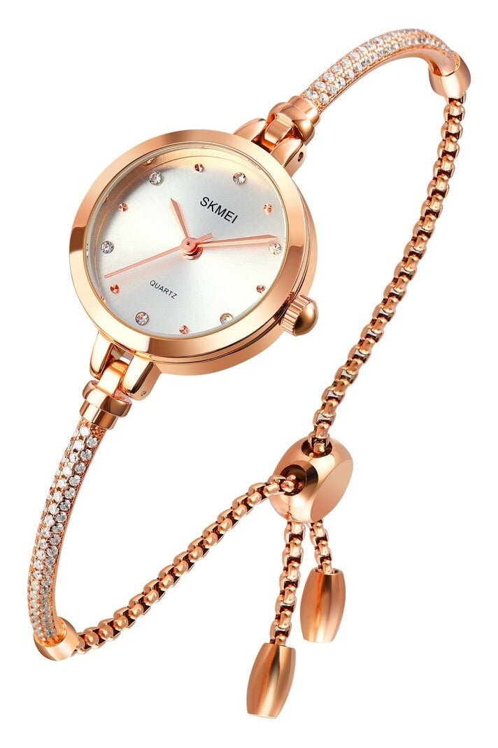 SKMEI SKMEI Women's Fashion Watch Silver Rose Gold Ultra Slim Case Water Resistant Quartz Movement Bracelet Female Casual Watch 1805 - Image 1