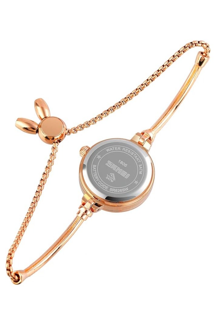 SKMEI SKMEI Women's Fashion Watch Silver Rose Gold Ultra Slim Case Water Resistant Quartz Movement Bracelet Female Casual Watch 1805 - Image 2