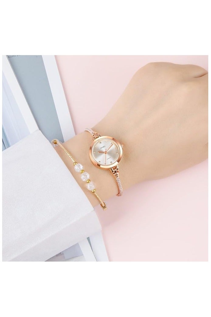 SKMEI SKMEI Women's Fashion Watch Silver Rose Gold Ultra Slim Case Water Resistant Quartz Movement Bracelet Female Casual Watch 1805 - Image 5