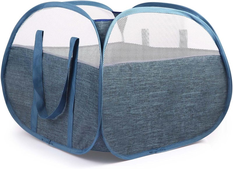 BATTOO Collapsible Laundry Baskets, Tear Proof Pop Up Laundry Hamper with Large Capacity, Sturdy Foldable Laundry Basket, Easy to Carry Laundry Hamper for Home, Laundry Room, Bedroom, Dorm, Travel 90L Blue - Image 1
