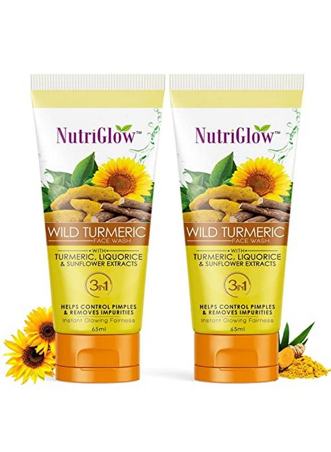 NUTRIGLOW Wild Turmeric Face Wash With Orange Extract For Glowing Skin Fights With Pollution & Dust Reduce Pigmentation Nourishes Your Skin Pack Of 2 (65Mlx2) - Image 1