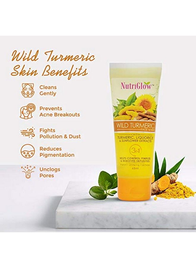 NUTRIGLOW Wild Turmeric Face Wash With Orange Extract For Glowing Skin Fights With Pollution & Dust Reduce Pigmentation Nourishes Your Skin Pack Of 2 (65Mlx2) - Image 4
