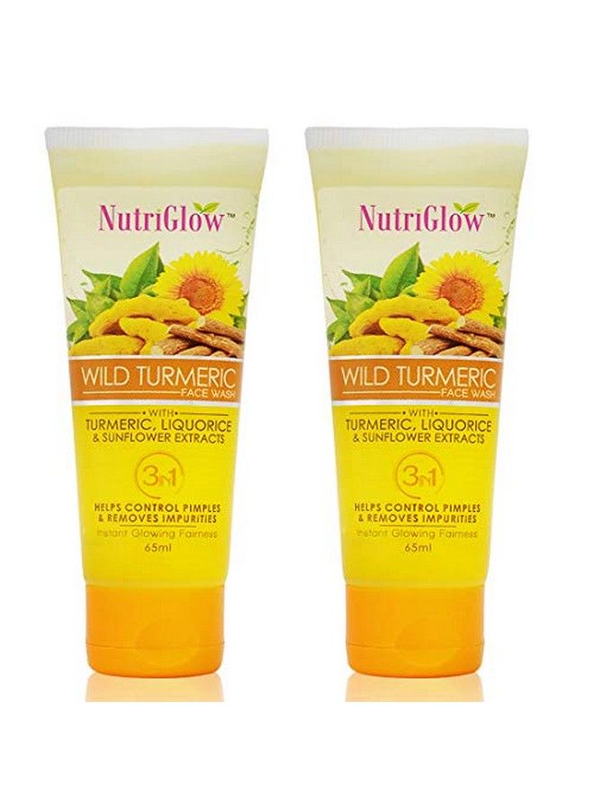NUTRIGLOW Wild Turmeric Face Wash With Orange Extract For Glowing Skin Fights With Pollution & Dust Reduce Pigmentation Nourishes Your Skin Pack Of 2 (65Mlx2) - Image 2