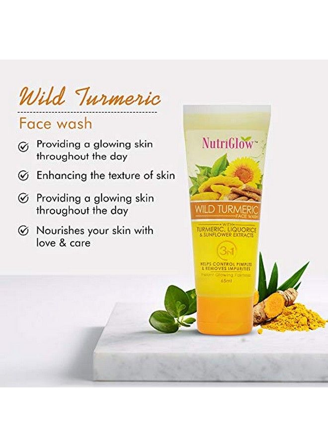 NUTRIGLOW Wild Turmeric Face Wash With Orange Extract For Glowing Skin Fights With Pollution & Dust Reduce Pigmentation Nourishes Your Skin Pack Of 2 (65Mlx2) - Image 3