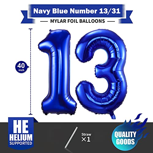 BBPOOL Navy Blue 13 Balloon Numbers40 Inch Dark Blue 13 or 31 Birthday Balloons Large Foil Mylar Balloons Number 13 for Birthday Party Anniversary Decorations - Image 5