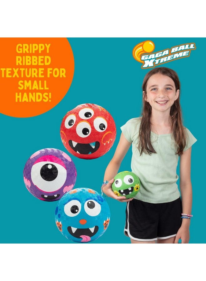 SCS Direct Gaga Ball 5 Inch Playground Balls with Air Pump (4 pk, Monsters)- Durable Rubber Balls Official Size for Dodgeball & Handball - Great for Outside Play, 4 Square & Game to Play at Kids Birthday Parties - Image 4